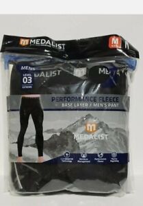 Medalist Men's Perform Fleece Base Layer Pant Level 3 Ext Cold Black Choose Size