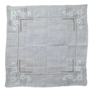 Handkerchief Vintage Top Pocket Square Hanky 1930s 1940s White Lace Linen - Picture 1 of 12