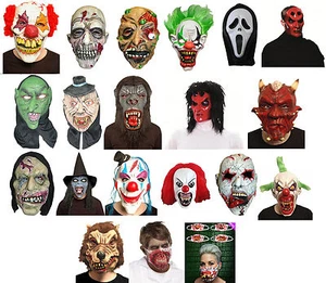 Latex Full Head Overhead Halloween Horror Masks Fancy Dress Up Full Face Mask - Picture 1 of 16
