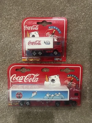 Lot of 2 Coca-Cola Polar Bear Die-Cast Trucks Majorette Vintage NIP - Image 1 of 4