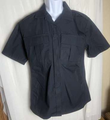 LARGE REG  BLAUER WOMENS TENX SHORT SLEEVE BDU ZIPPER SHIRT 8741W DARK NAVY - Image 1 of 4