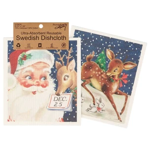 Retro Santa Claus Swedish Dishcloth Set - Imagen 1 de 5