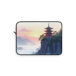 Pagode chinoise sur falaise - Housse rembourrée pour ordinateur portable - Étui pour ordinateur - Cadeau technique - Photo 1/10