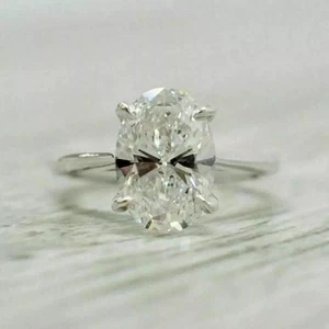 Solitär-Verlobungsring 3 kt Ovalschliff Laborgezüchtet Diamant 14 K Weißgold F/VS1 - Bild 1 von 7