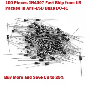 Diodo rectificador 1A DO-41 1a 1000 voltios 1A 100 piezas 1N4007 se envía desde EE. UU. - Imagen 1 de 6