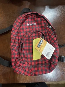Jansport Trans Mini Backpack Fire Red Plaid Vintage Brand New - Picture 1 of 2