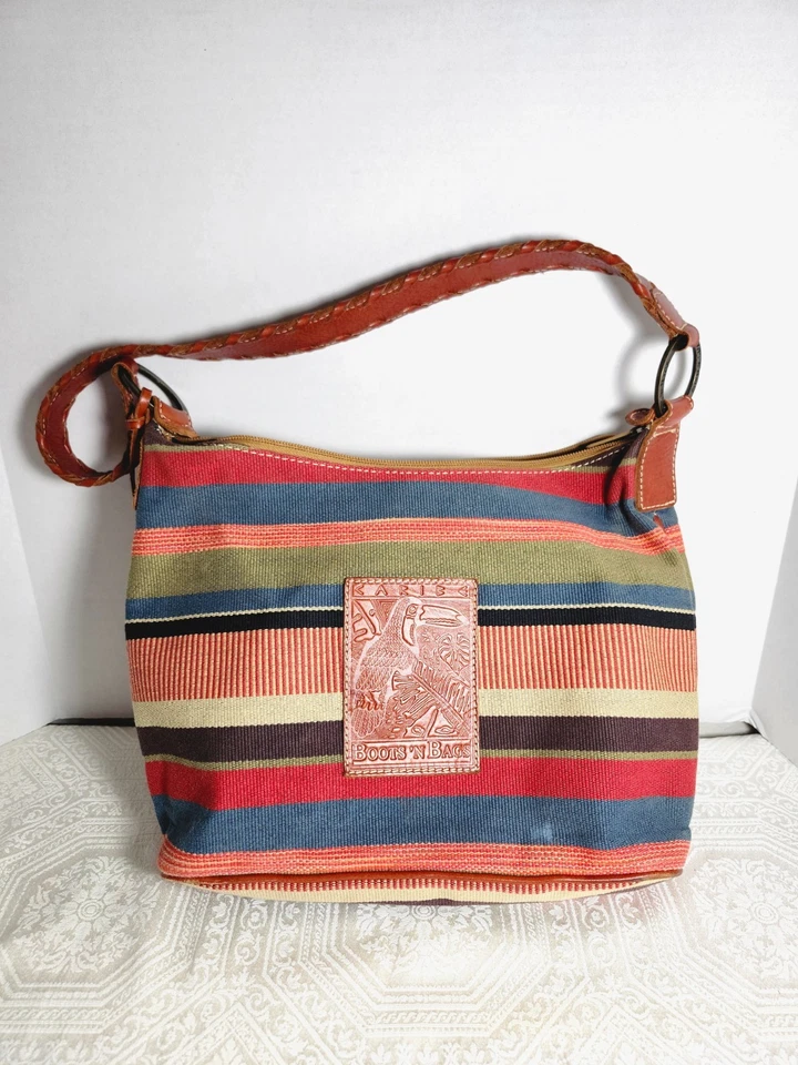 BOOTS'N BAGS, CARIBE, BOLSA DE COURO E LONA, WESTERN, RANCHWARE, BOHO, - Imagem 1 de 4