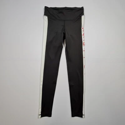 Reebok Womens Leggings Black Small Mid Rise Linear Logo Compression Tight - Image 1 of 4