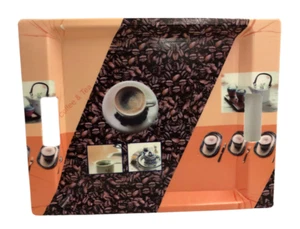 VASSOIO IN PLASTICA PORTA VIVANDE COLAZIONE CUCINA DECORO CAFFE' CM 44X34X2.5 - Picture 1 of 2