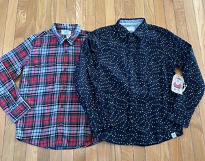 New Free Planet Old Navy Long Sleeve Button Down Shirts Boys 14/16 XL Christmas - Picture 1 of 9