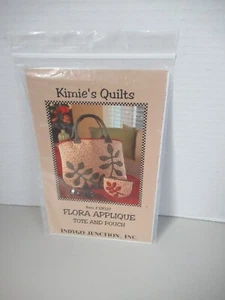 Kimie's Quilts FLORA APPLIQUE  Tote&  Pouch  Pattern Quilted Indygo Junction NEW - Picture 1 of 4