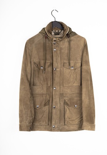Burberry giacca uomo scamosciata parka cappotto medio taglia L
