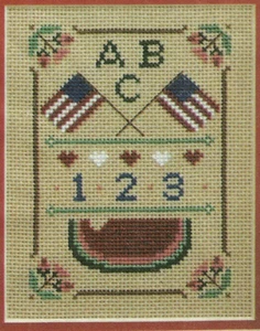 Americana Sampler Patriotic Cross Stitch PATTERN CHART removed from a magazine - Picture 1 of 1