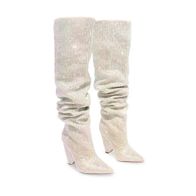 Rhinestone Pointed Toe Heel Boots - Image 1 of 1