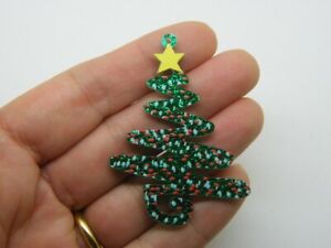 2 Christmas tree pendants green acrylic CT