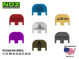 NDZ Glock 17 19 26 45 Gen 5 Slide Cover Back Plate Aluminum - Patriotic Images - Picture 1 of 41