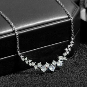 3Ct Round Cut VVS1D Diamond Women's Necklace in 14K White Gold FN 18 Free Chain - Picture 1 of 5