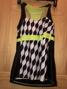 Moxie Black White Built in Bra Racerback Cycling Tank Top Jersey Size Small - Picture 1 of 3