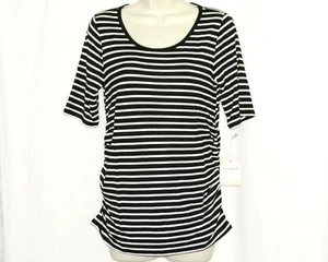 PEQUEÑO Top de Maternidad NUEVO Blusa Negra Manga Codo Brillante Rayas 4 6 Kohls Camisa - Imagen 1 de 12
