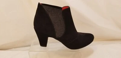 Pos Ole Rouge Black Suede Women's Ankle Booties Floral Side Panels 35 / US 5 M - Image 1 of 4