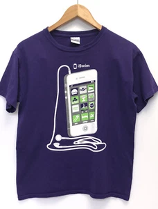 Gildan Short Sleeve Tshirt Girls”I Swim “Graphic Print Size Large Purple Cotton - Picture 1 of 7