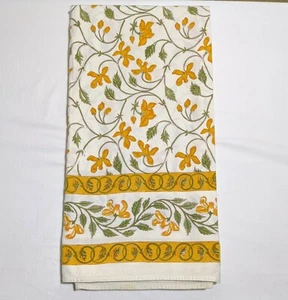 Rangotri For Maestrale Handprinted 100% Cotton Yellow Floral Fabric 100”x102” - Picture 1 of 5
