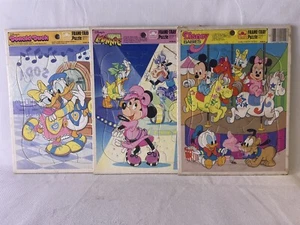 LOT of 3 Disney FrameTray Puzzles Babies Mickey Minnie Donald Daisy Music 1980s - Picture 1 of 16