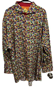 STEVEN LAND Men L/Sleeve Color Polka Dot Big Tall Classic Fit Button Shirt 4XLT - Picture 1 of 15