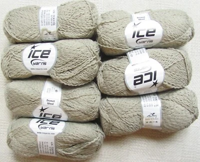 Hilos ICE Lana Demet Color Beige 180yds 50g cada uno ~ Lote de 7 Foto 1 de 4