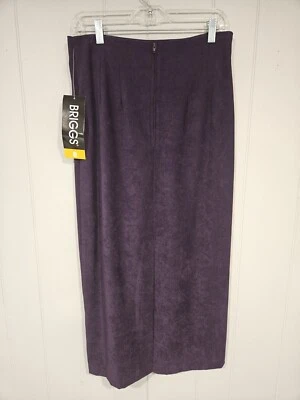Briggs New York Skirt Women Size 8 Maxi Faux Suede Purple Rear Zip Career - Imagem 1 de 4