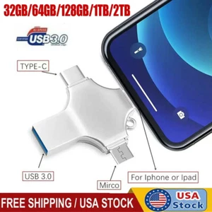 USB 3.0 Flash Drive 128GB Type C Memory Photo Stick for iPhone Android iPad lot - Picture 1 of 16