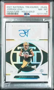 2021 National Treasures Jordan Love SJOL SIGNATURE HOLO GOLD /10 PSA 8, POP 1 - Picture 1 of 2