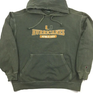 Champion Miami Hurricanes Hoodie Sweatshirt Weathered Classics Distressed Logo L - Picture 1 of 12