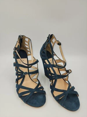 Zapatos para mujer COOP Barneys talla US 8,5 negros con tiras cuñas gamuza tacones punta abierta Foto 1 de 4