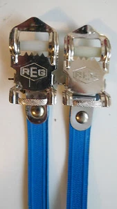 Vintage NOS Classic 80's REG Italian Toe Straps Blue 4 your Vintage Ride C - Picture 1 of 4