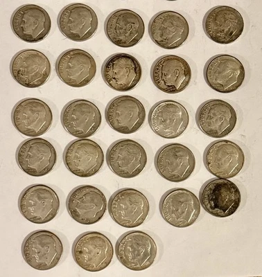 90% monedas de diez centavos de plata - Lote de 28 Roosevelt varias fechas Foto 1 de 2