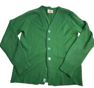 Vintage Golden Thread Acrylic Cardigan mens small green Grandpa Sweater Sports - Picture 1 of 8