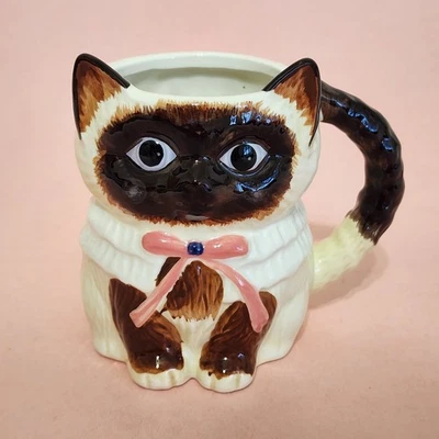 Anthropologie Peluche Pet Stoneware Mug Siamese Cat New Christmas - Image 1 of 4
