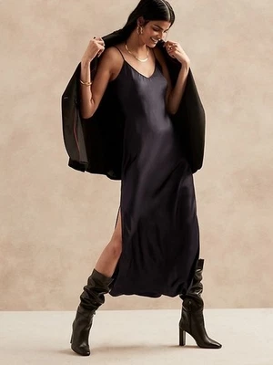 BANANA REPUBLIC Dreamer Silk Dress MP Medium Petite M P | Black NEW - Image 1 of 2