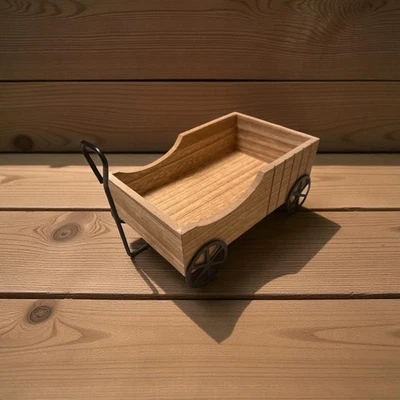 Rustic Wooden Wagon Planter Box – Decorative Flower Pot for Patio, Yard, Porch ( - Image 1 of 3