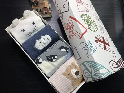 Super Cute Women/Girl Animal Print Socks ( 4 Pairs w/Box Mid Calf Socks ) - Image 1 of 4