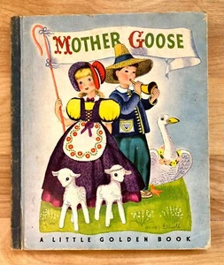 Mother Goose LITTLE GOLDEN BOOK LGB #4 1943 4th Printing Blue Spine Miss Elliott - Imagen 1 de 8