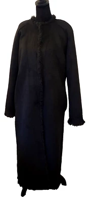 Abrigo de peluche Hudson reversible de piel de gamuza sintética largo negro pequeño elegante Foto 1 de 4