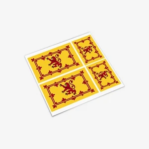 Scottish Royal Banner Flag Stickers x4 3" & 2" Lion Rampant Car Vinyl Decals - Picture 1 of 1