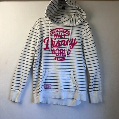 Disney Parks hoodie sweatshirt women XL Gray white pink stripe Property of Walt - Image 1 of 4