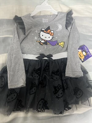 Hello Kitty Halloween Little Girls Black Tutu Dress Long Sleeve Size 2t - Image 1 of 4