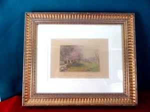 Framed & Signed Hand Colored Photograph DAVID DAVIDSON Landscape PASTURE WALL - Picture 1 of 4