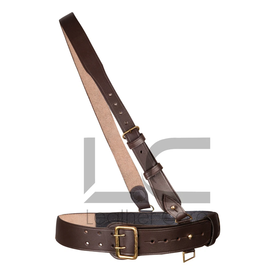 Cinturón de cuero Sam Browne con correa para el hombro cinturón de servicio militar del ejército británico Foto 1 de 1