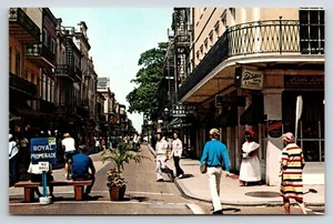 Postcard Royal Promenade, French Quarter, New Orleans LA Street, People Stores  - Picture 1 of 2