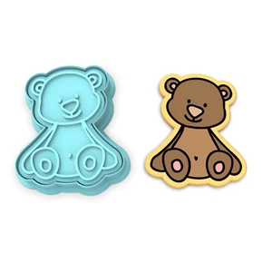 Teddy Bear Cookie Cutter & Stamp #1 | Baby Shower Bear Cuddle Stuffed Animal - Picture 1 of 5